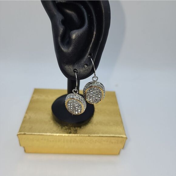 Emma Skye Designs Light Skye 2-Tone Crystal Drop Earrings NWOT - Picture 2 of 3